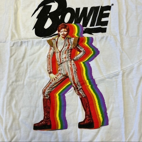 DAVID Bowie Pride White Short Sleeve Graphic Tee Rainbow 1X & XXL - Picture 3 of 8